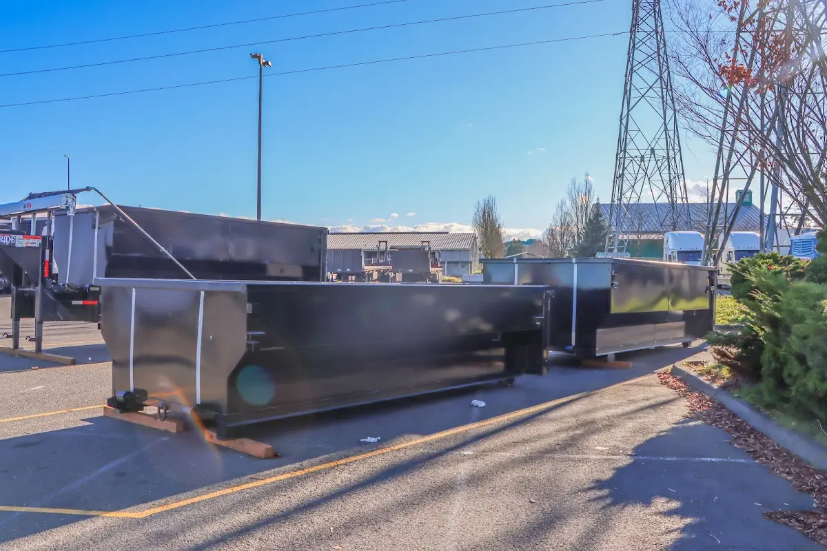 Roll-off dumpster ready for waste disposal at job site for Estate Cleanout Dumpster Rental in Lake Wisconsin